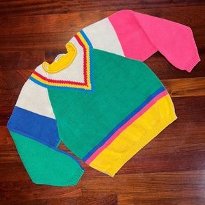 Sakowitz color block sweater-measurements in photos